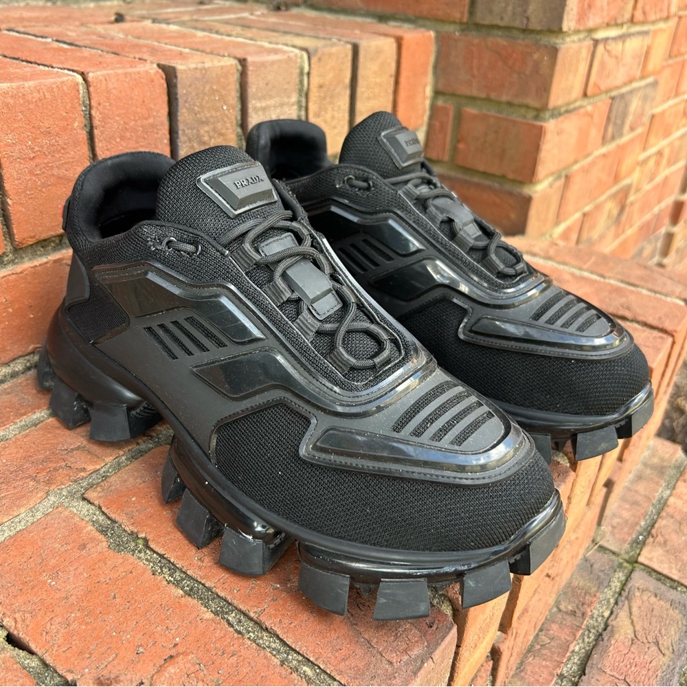 Prada Black Men's Chunky Trail-Style Sneakers - Picture 5 of 13